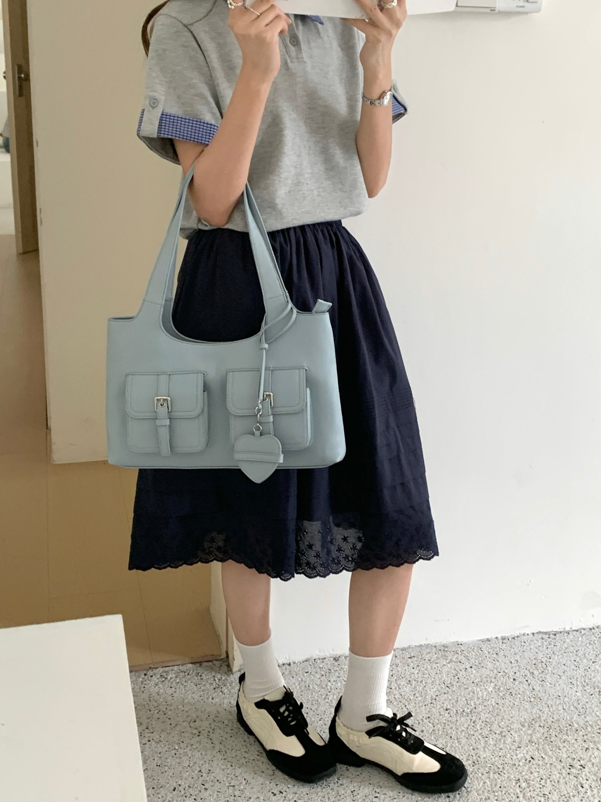 Dear Diary Hobo Bag in Dusty Blue