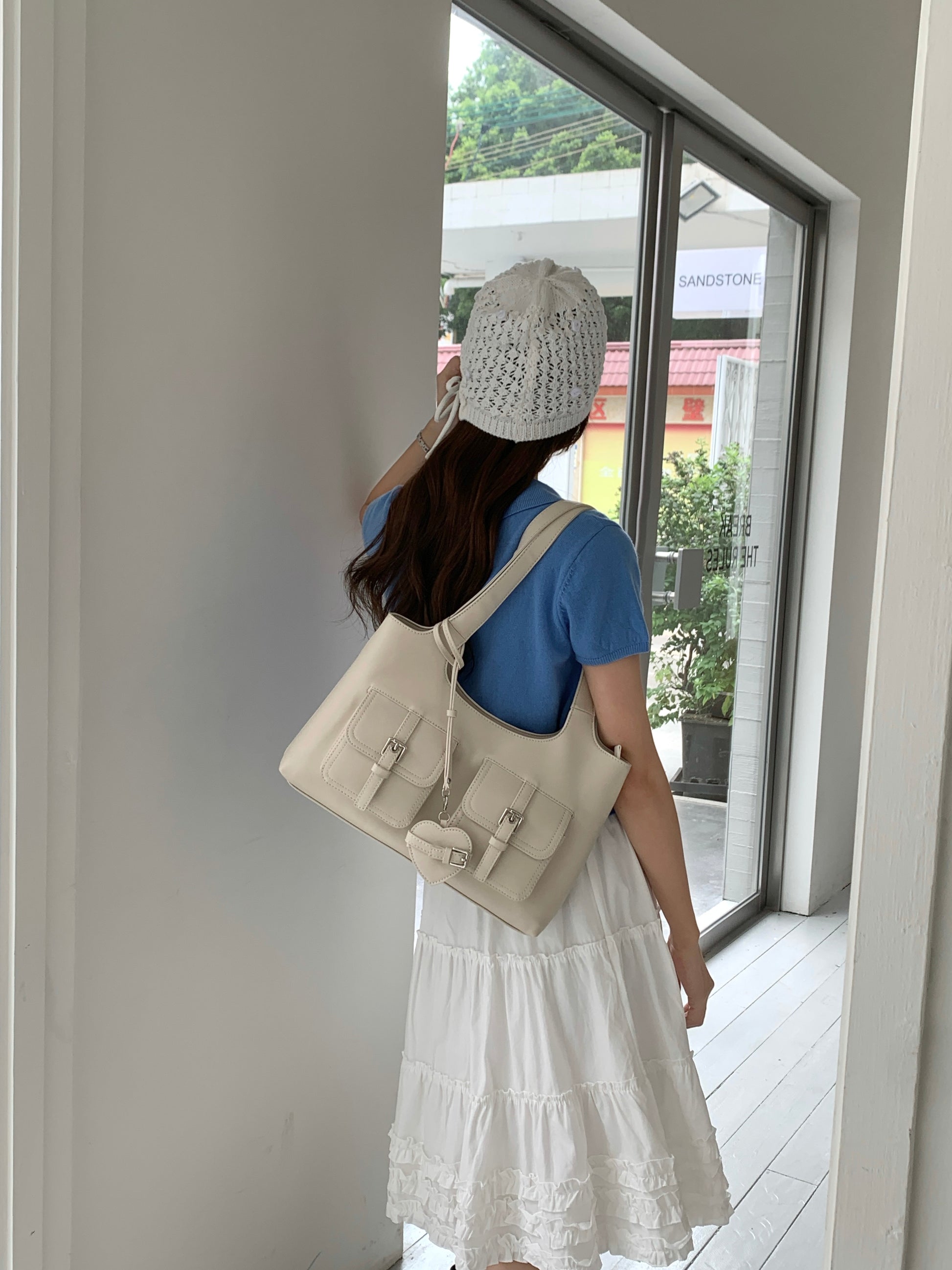 Dear Diary Hobo Bag in Eggshell