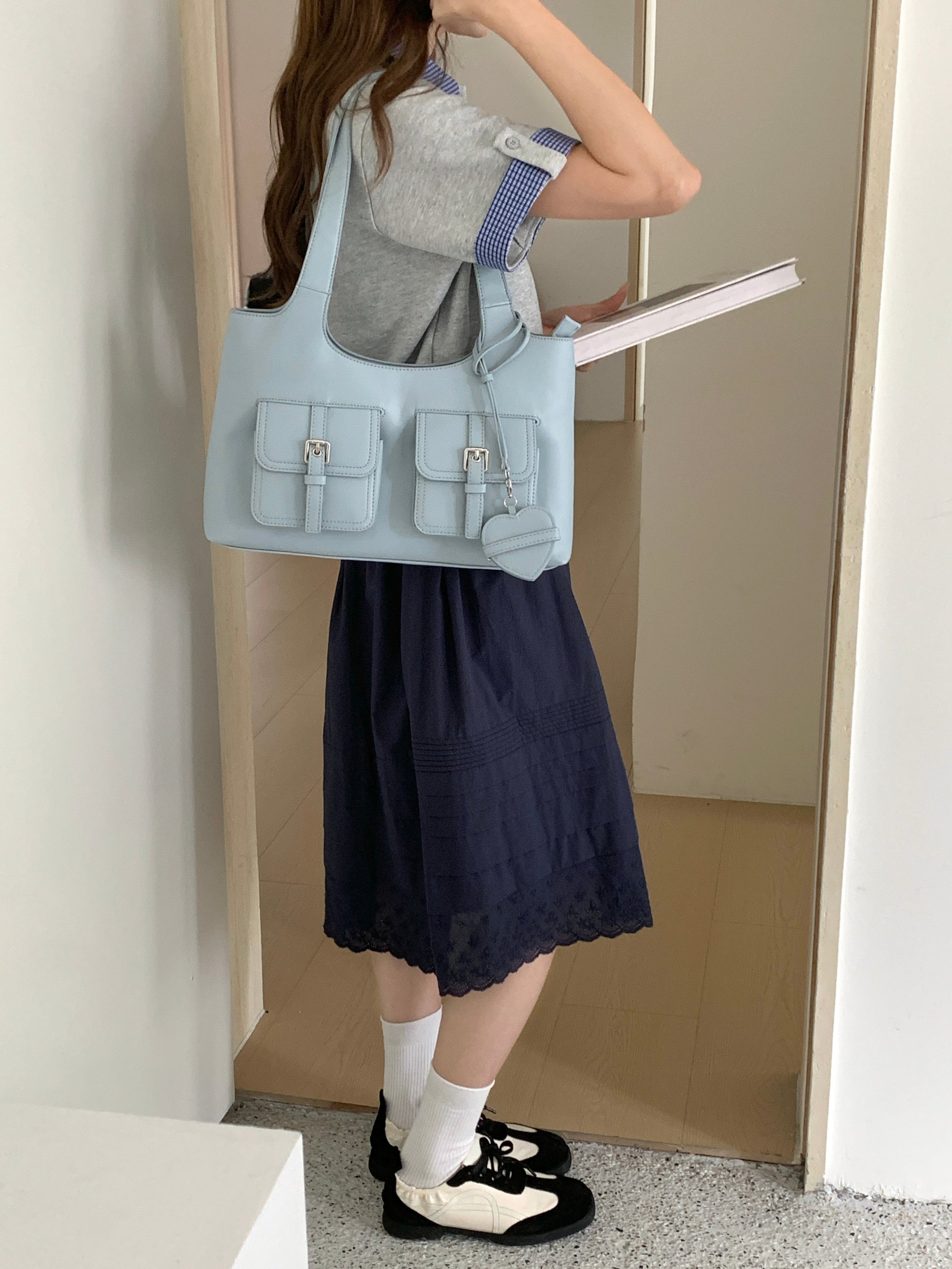 Dear Diary Hobo Bag in Dusty Blue